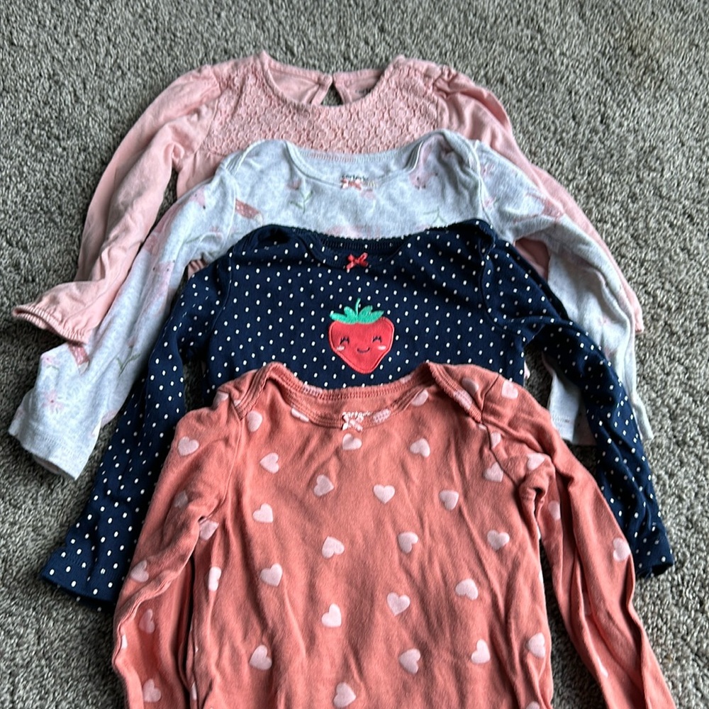 4 Carters Long Sleeve Bodysuits-24 mo